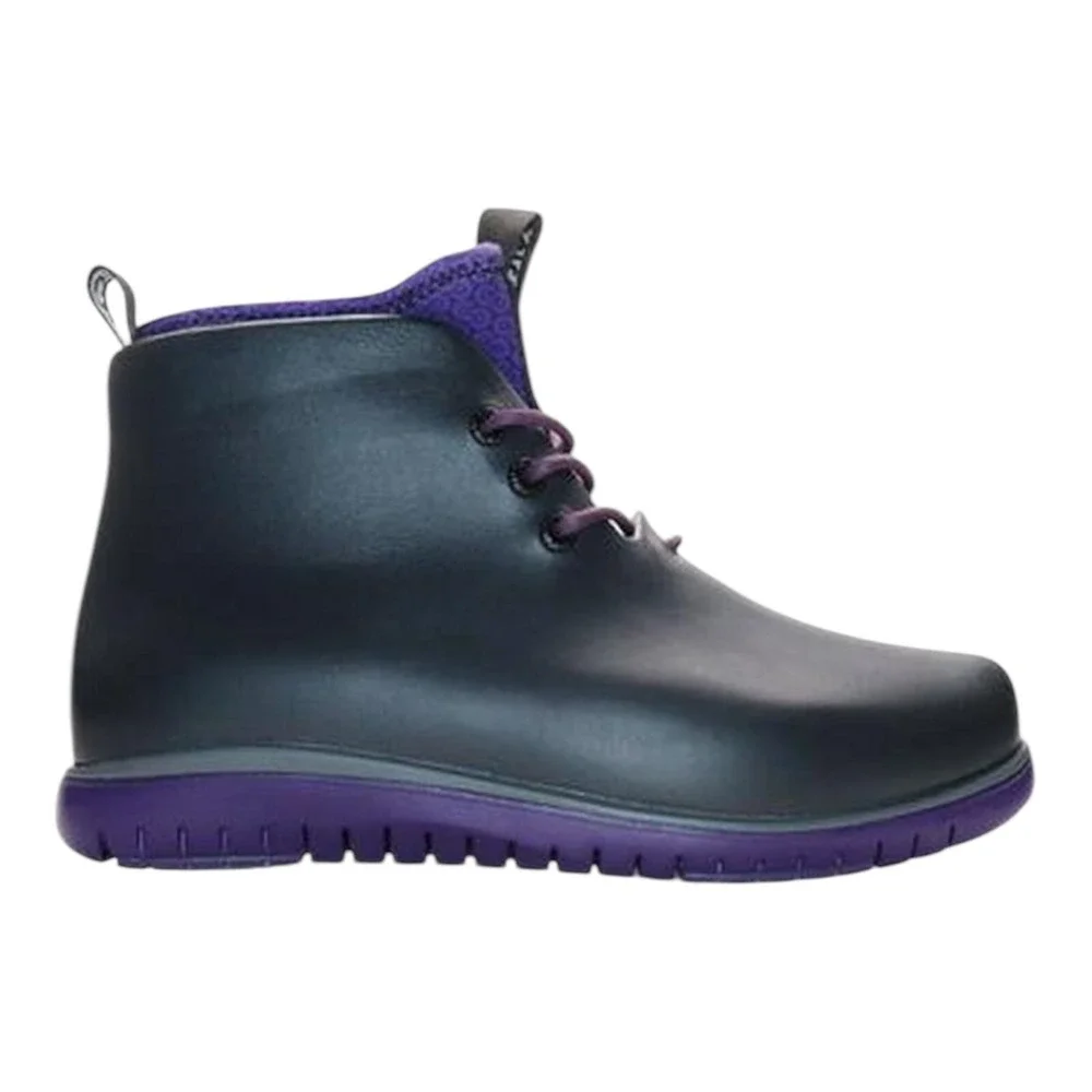 Ccilu Panto Pola Women High Top Ankle Boots Lace-up Rainboots Royal Purple‎ Sz 7